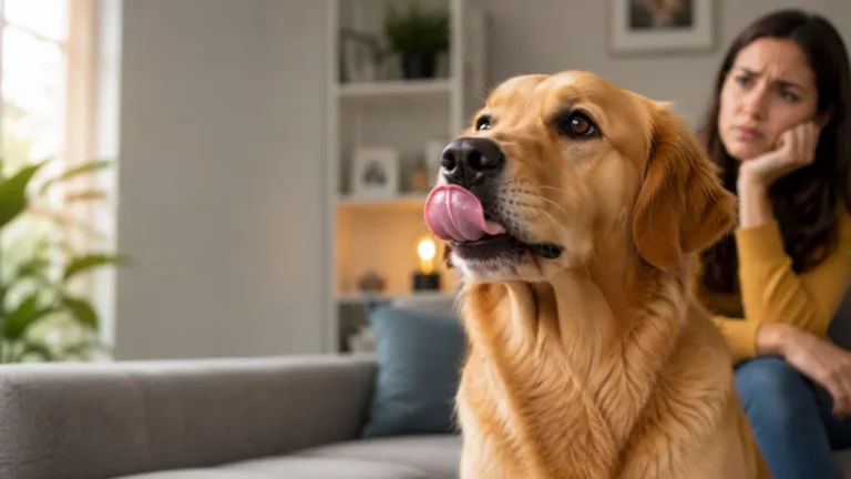 dog licking air repeatedly